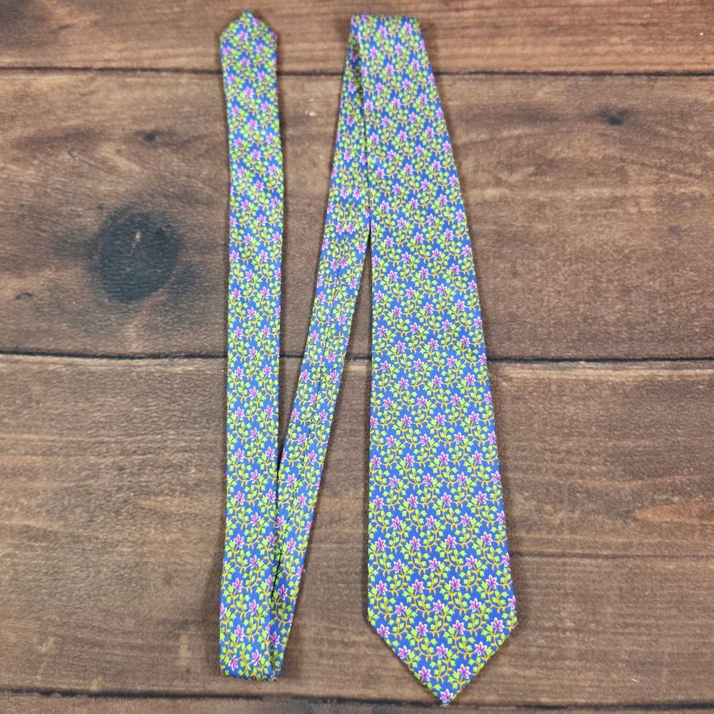 Polo Ralph Lauren Necktie Mens OS Blue Good Floral Silk Made in Italy